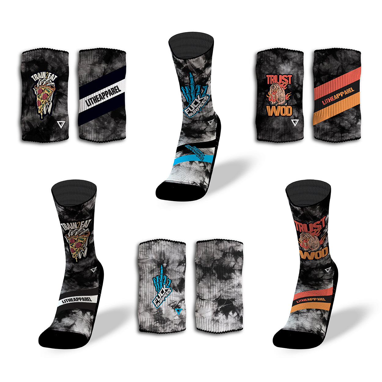 3+3 PACK | BLACK TIE DIE | RX SOCKS + WRISTBANDS