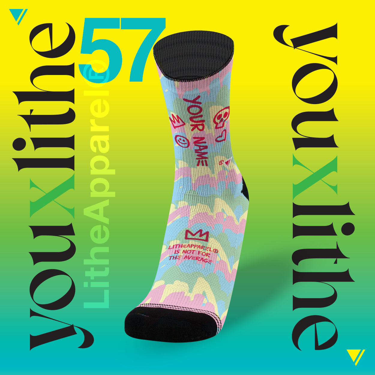 YOU X LITHE | CUSTOM SOCKS | pastel michael
