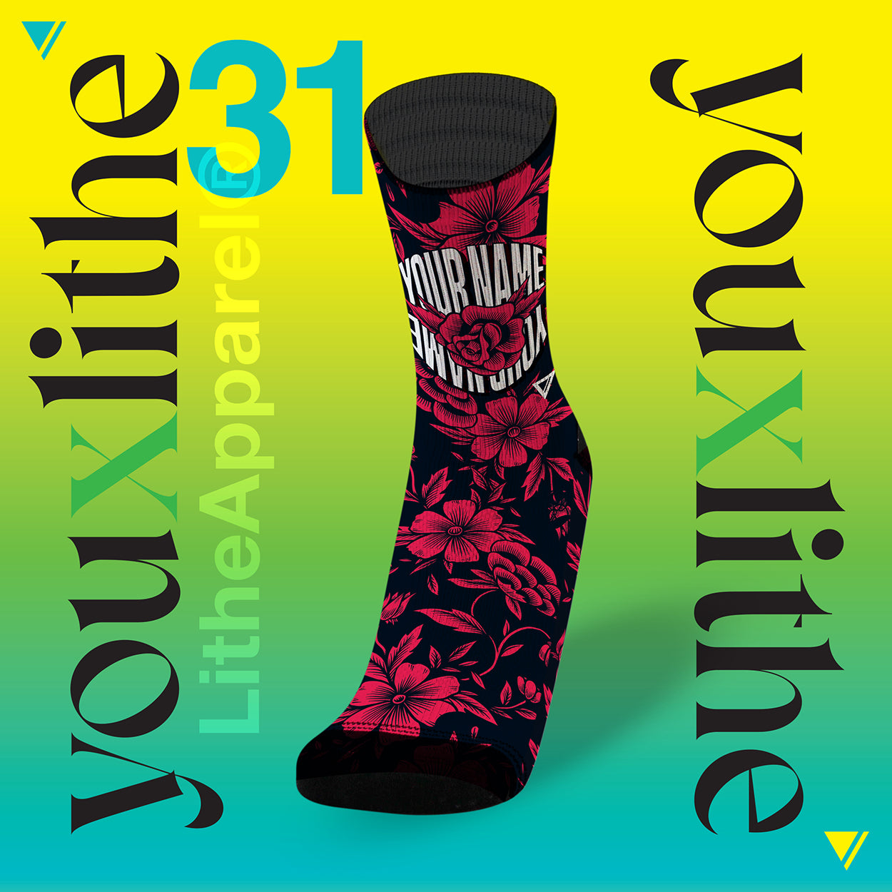 YOU X LITHE | CUSTOM SOCKS | RED ROSES
