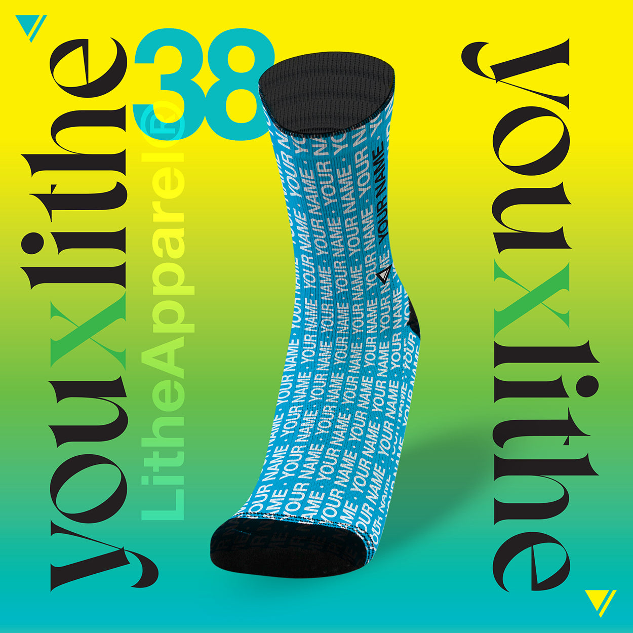 YOU X LITHE | CUSTOM SOCKS | HELVETICA BLUE