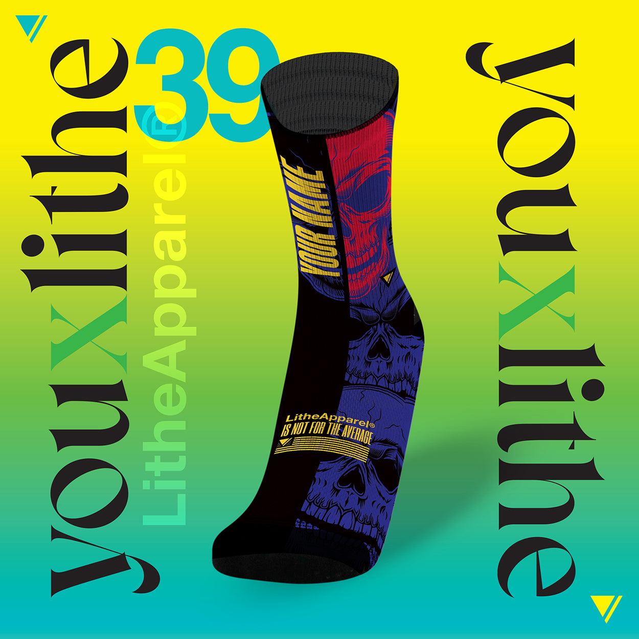 YOU X LITHE | PERSONALIZED BLACK SKULL SOCKS | 4 PACK