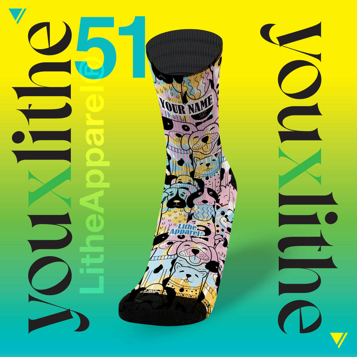 YOU X LITHE | PERSONALIZED SOCKS | DOG LOVER