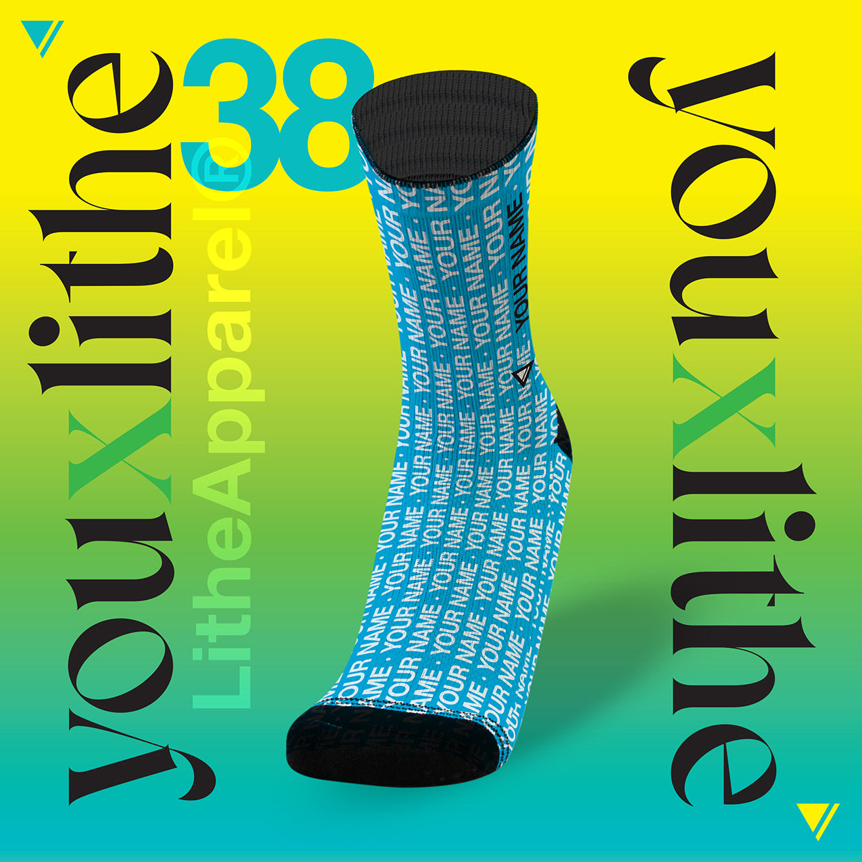 YOU X LITHE | CALCETINES PERSONALIZADOS | HELVETICA BLUE