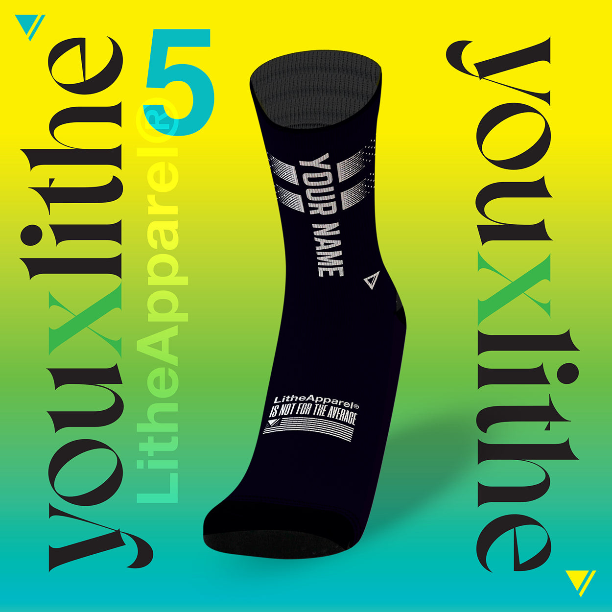 YOU X LITHE | CALCETINES PERSONALIZADOS | PURE BLACK